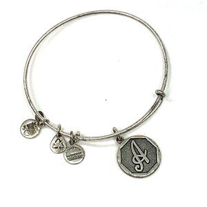 Alex and Ani Initial A Charm Bracelet Silver Finish - Expands 2"- 3.5"